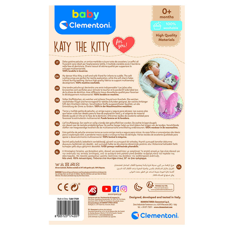 Baby Clementoni For You Newborn Baby Plush Katy The Kitty For 0+ Months(1000-17420)