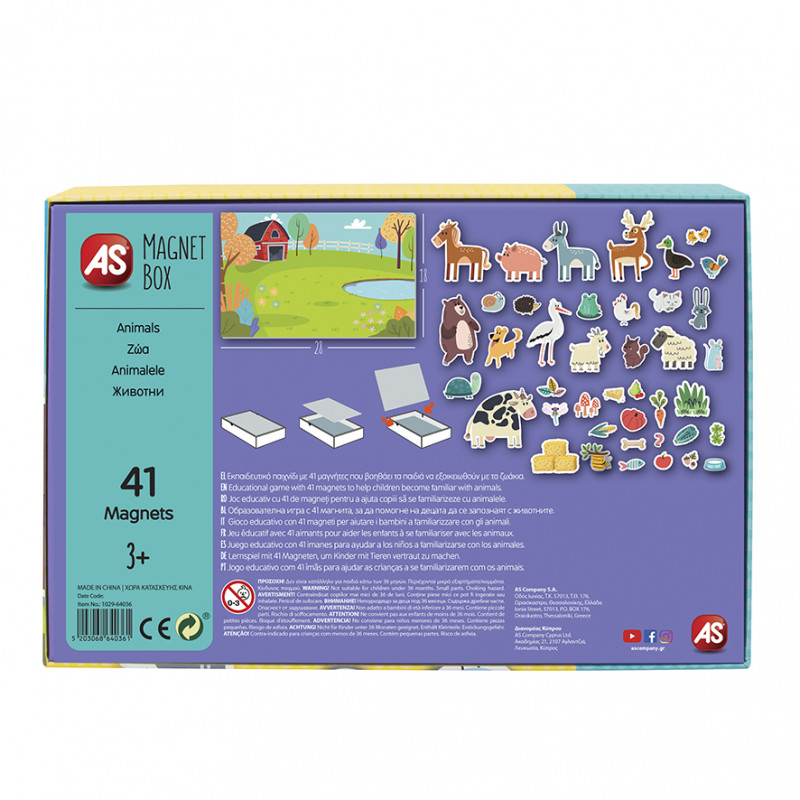 AS Magnet Box Animals 41 Educational Paper Magnets For Ages 3+(1029-64036)