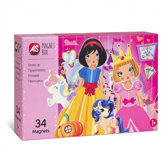 AS Magnet Box Princesses Dress Up Mix And Match 34 Educational Paper Magnets For Ages 3+(1029-64038)