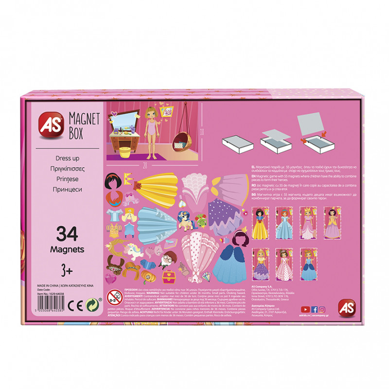 AS Magnet Box Πριγκίπισσες Dress Up Mix And Match 34 Εκπαιδευτικοί Χάρτινοι Μαγνήτες Για 3+ Χρονών(1029-64038)