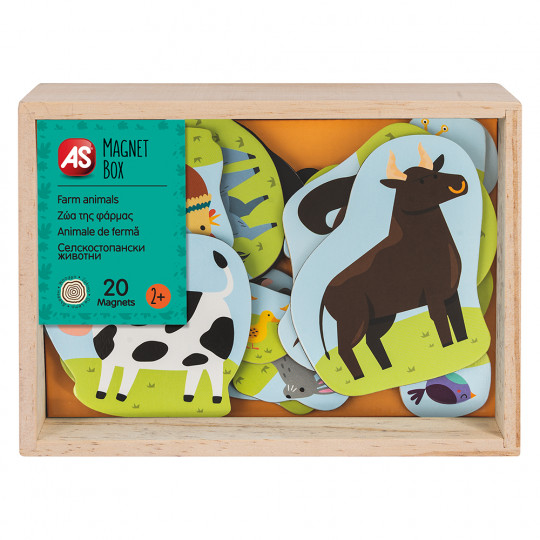 AS Magnet Box Farm Animals 20 Educational Wooden Magnets For Ages 2+(1029-64045)