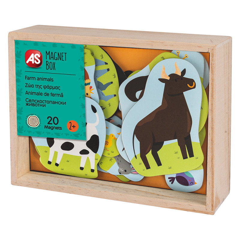 AS Magnet Box Farm Animals 20 Educational Wooden Magnets For Ages 2+(1029-64045)