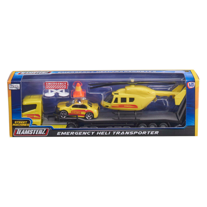 Teamsterz Emergency Heli Transporter Set with Die-Cast Vehicles For Ages 3+(7535-73618)