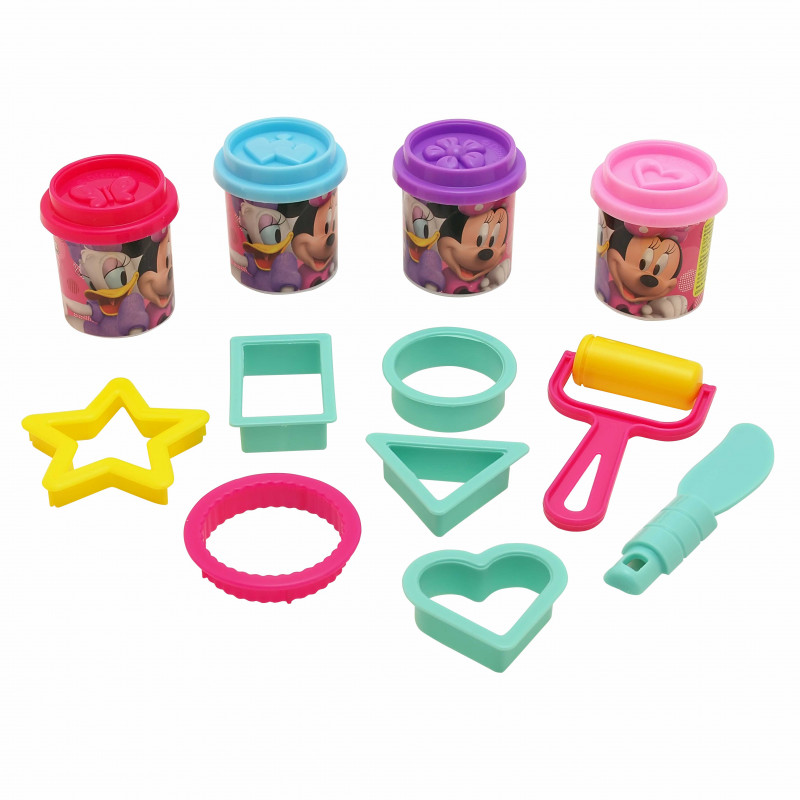 AS Dough Bucket With 4 Pots - 3D Caps And 8 Tools 200gr For Ages 3+(1045-03571)