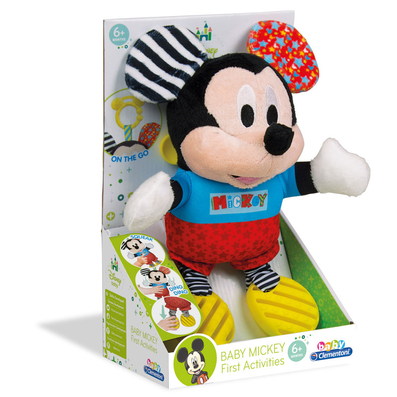 Baby Clementoni Disney Baby Βρεφικό Παιχνίδι Mickey Χνουδωτό-Κουδουνίστρα Για 6+ Μηνών(1000-17165)