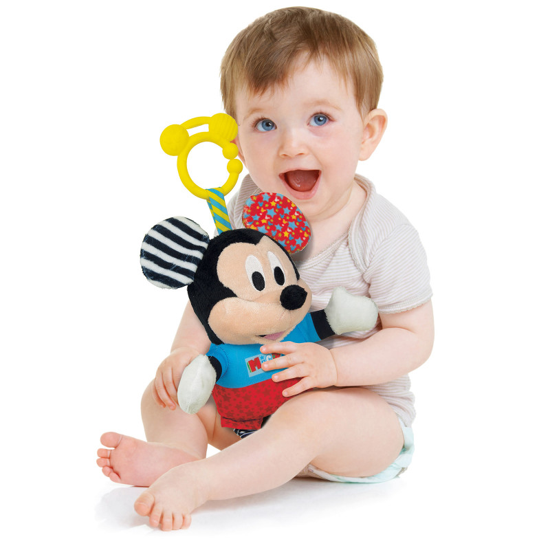 Baby Clementoni Disney Baby Βρεφικό Παιχνίδι Mickey Χνουδωτό-Κουδουνίστρα Για 6+ Μηνών(1000-17165)