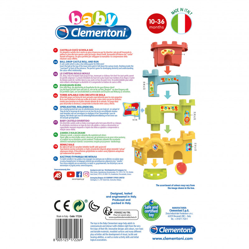 Baby Clementoni Play For Future Baby Toddler Toy Ball Drop Castle For 10-36 Months(1000-17226)