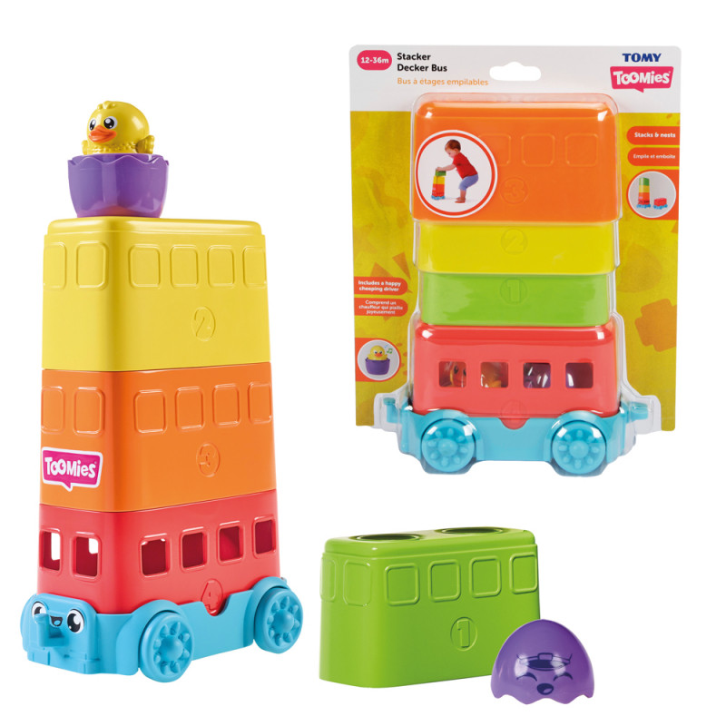 Tomy Toomies Baby Toddler Toy Stacker Decker Bus For 12-36 Months(1000-73220)