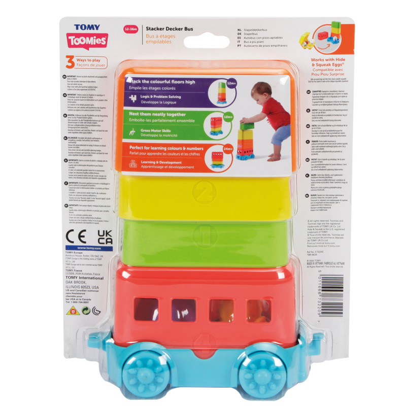 Tomy Toomies Baby Toddler Toy Stacker Decker Bus For 12-36 Months(1000-73220)