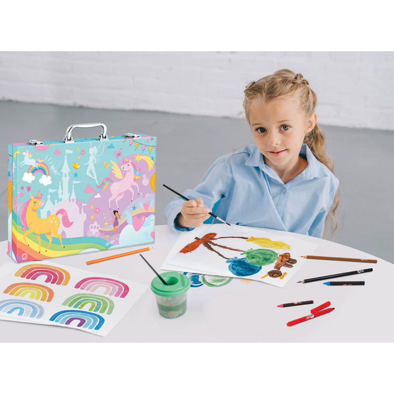 AS Wooden Art Case Deluxe Unicorn With 100 Accessories For Ages 3+(1038-11051)