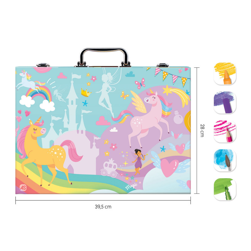 AS Wooden Art Case Deluxe Unicorn With 100 Accessories For Ages 3+(1038-11051)