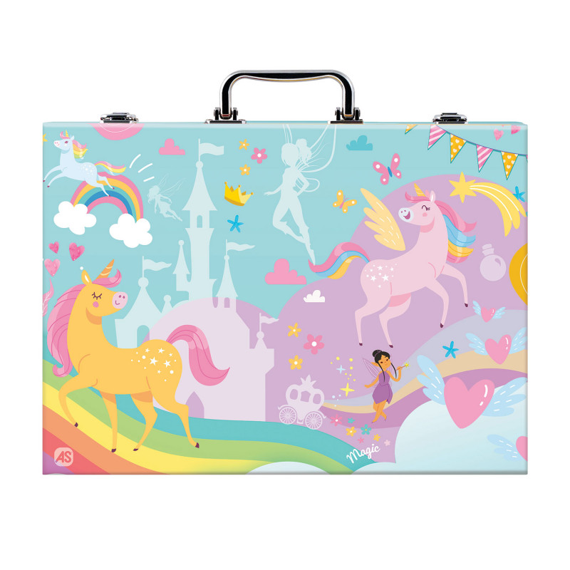 AS Wooden Art Case Deluxe Unicorn With 100 Accessories For Ages 3+(1038-11051)