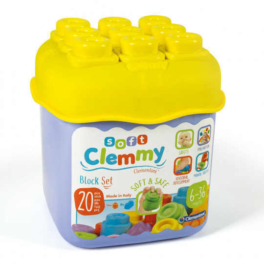 Soft Clemmy Baby Toddler Soft Premium Blocks Bucket 20 pcs For 6-36 Months(1033-63087)