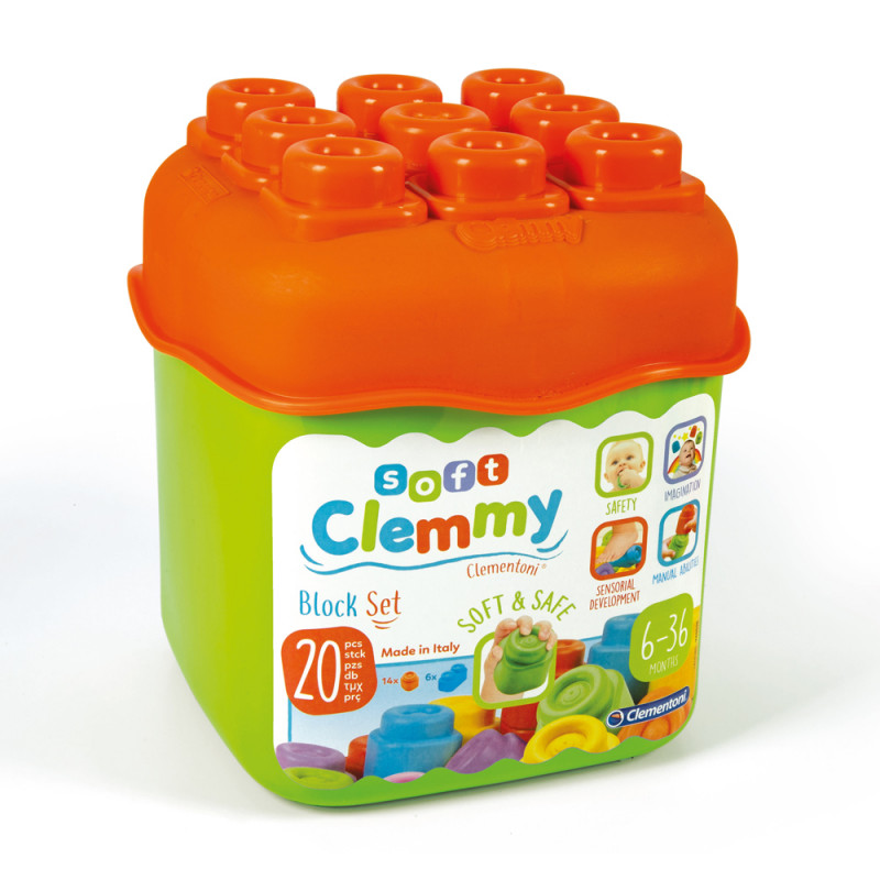 Soft Clemmy Baby Toddler Soft Premium Blocks Bucket 20 pcs For 6-36 Months(1033-63087)