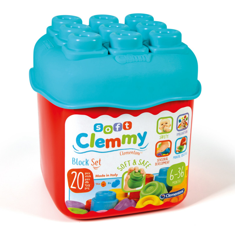 Soft Clemmy Baby Toddler Soft Premium Blocks Bucket 20 pcs For 6-36 Months(1033-63087)