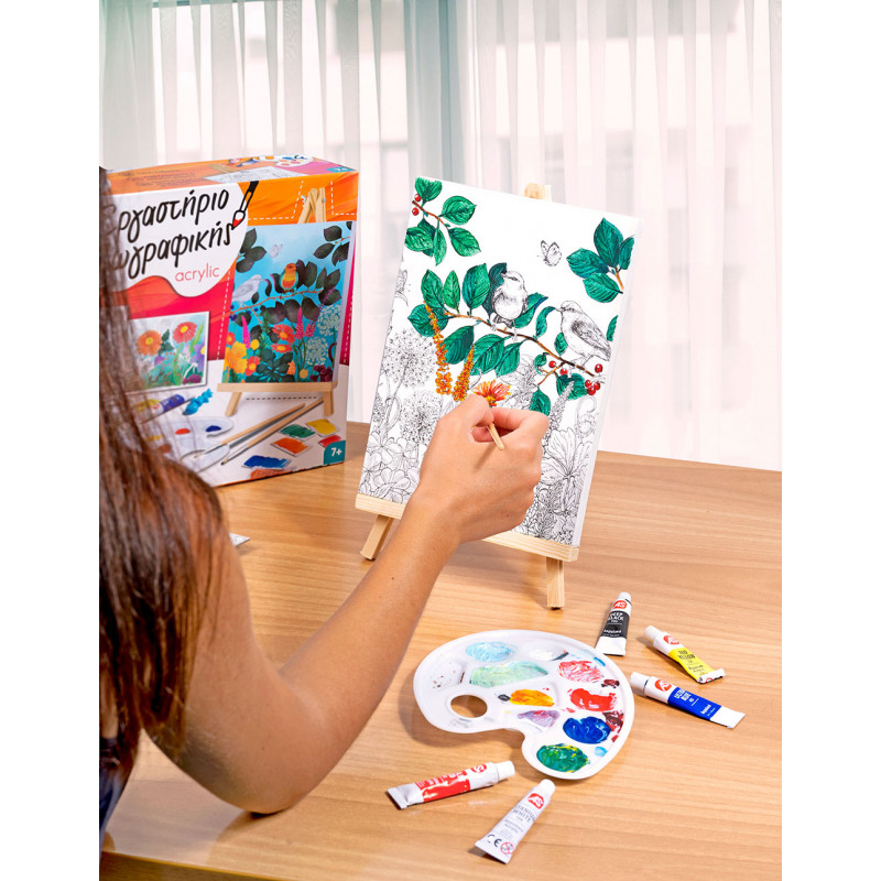 Painting Workshop Acrylic Drawing Set With Wooden Easel For Ages 7+(1038-11021)