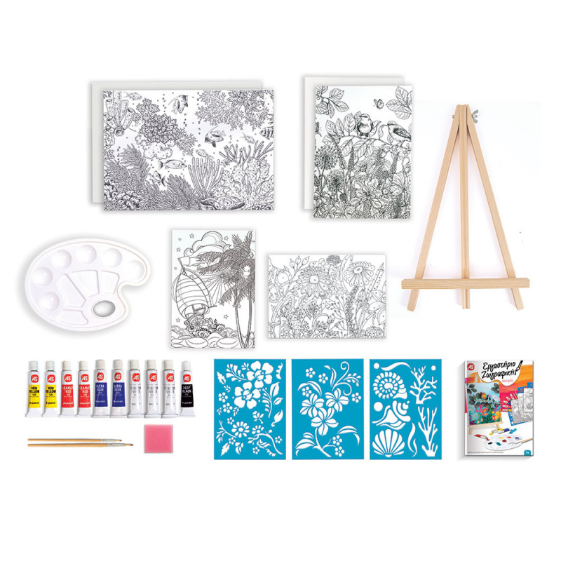 Painting Workshop Acrylic Drawing Set With Wooden Easel For Ages 7+(1038-11021)