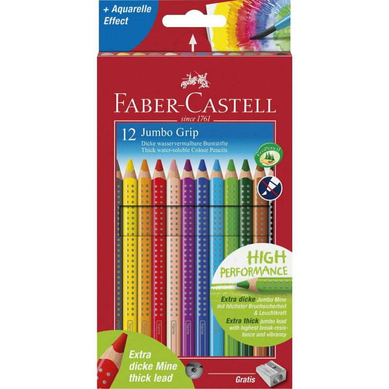 Faber Castell Ξυλομπογιές Jumbo Grip  12τμχ (12305601)