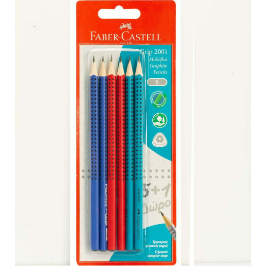 Faber Castell Grip 2001 Set B Pencils (5+1) (Coke-Blue-Gall) (12309871)