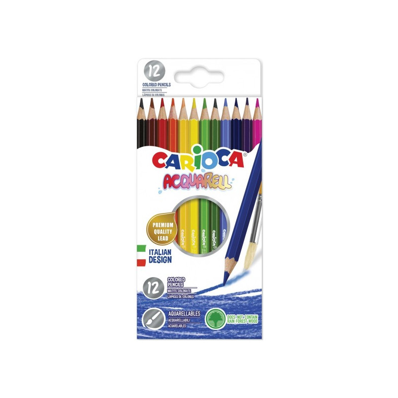 Carioca 12color Acquarell Wood Brushes (C42857)