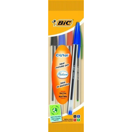 Bic Στυλό 1.0mm με Πολύχρωμο Mελάνι 4τμχ Cristal Original (8308621)