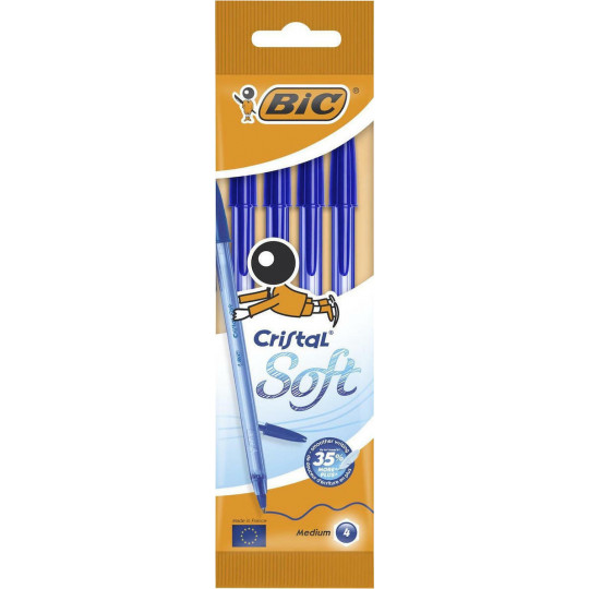 Bic Στυλό 1.2mm με Μπλε Mελάνι 4τμχ Cristal Soft (918527)