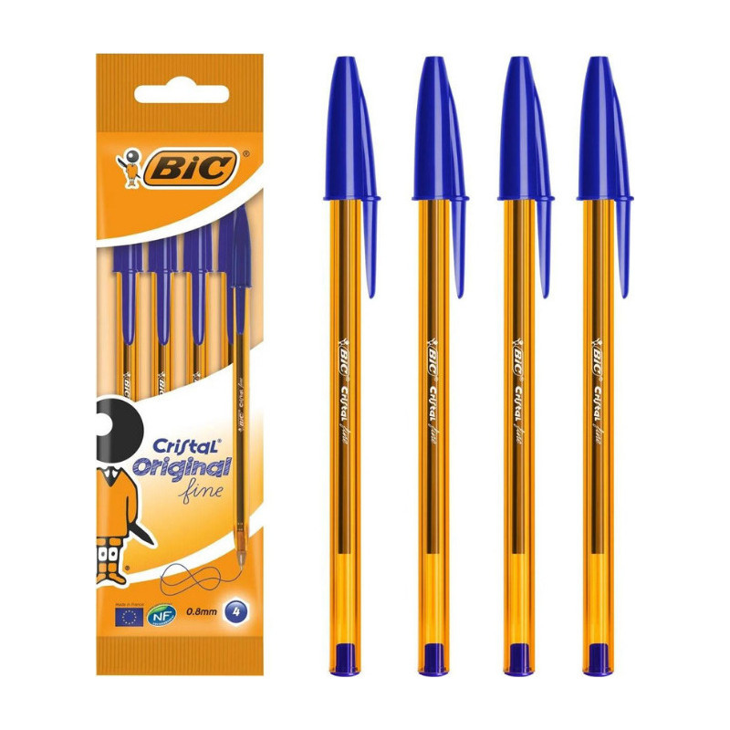 Bic Στυλό Cristal 0.8mm Μπλέ 4τεμάχια (872721)