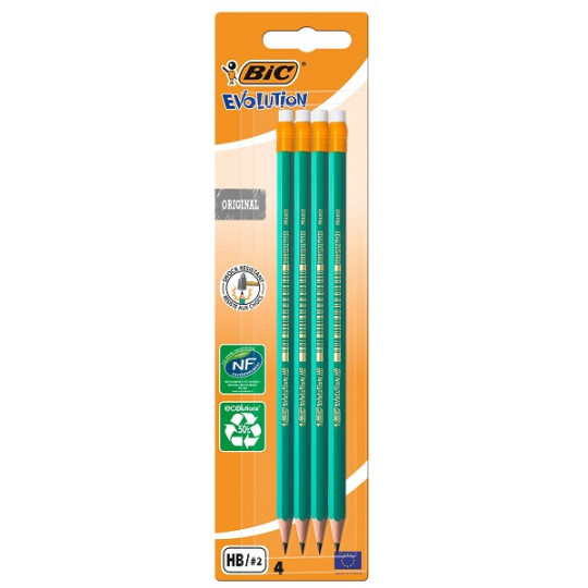 Bic Μολύβι Ecolution Με Γόμα 4τεμαχίων (8902752)