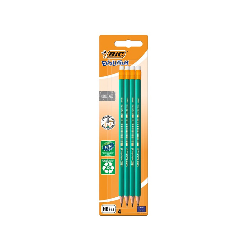 Bic Μολύβι Ecolution Με Γόμα 4τεμαχίων (8902752)