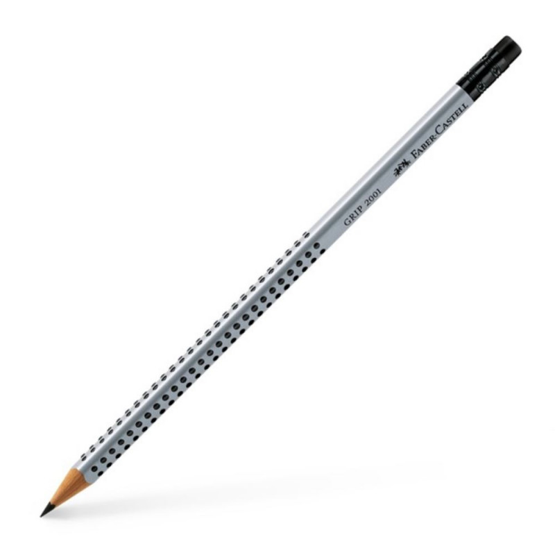 Faber Castell Grip 2001 Μολύβι B με Γόμα Ασημί (12306185)