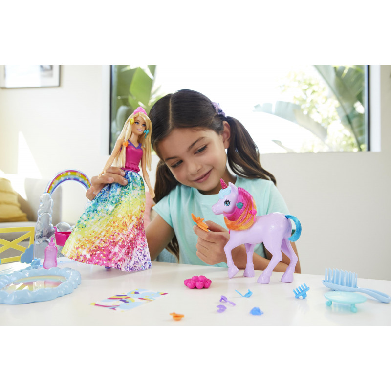 Dreamtopia Unicorn Pet Playset with Barbie Princess Doll (GTG01)