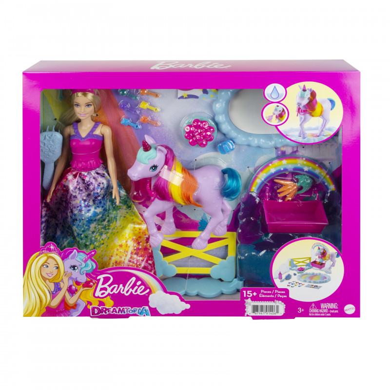 Dreamtopia Unicorn Pet Playset with Barbie Princess Doll (GTG01)