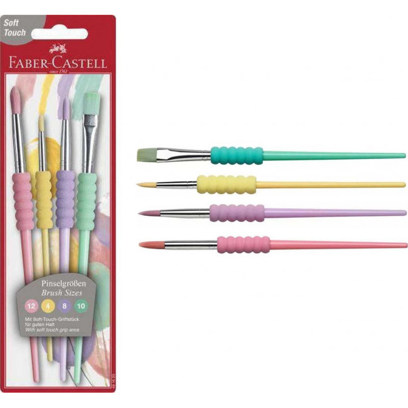 Faber Castell Set Of Plywood PaintBrushes & Round No4 / No10 / No12 / No8 4PCS (12310100)