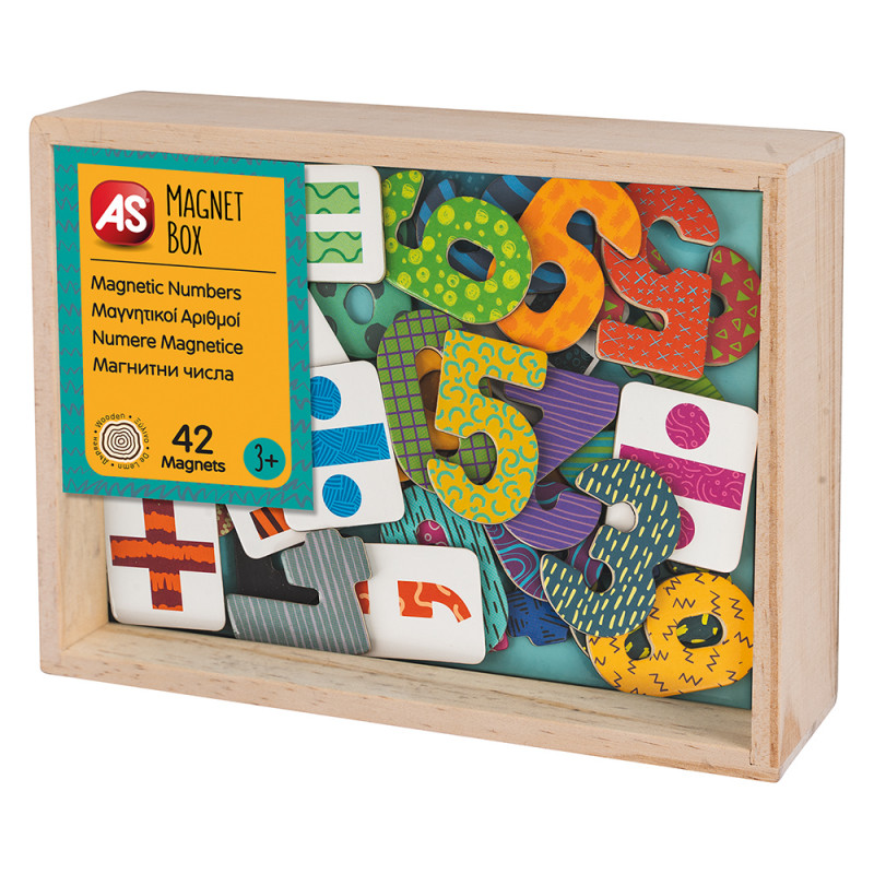 AS Magnet Box Numbers And Arithmetic Symbols 42 Educational Wooden Magnets For Ages 3+(1029-64051)