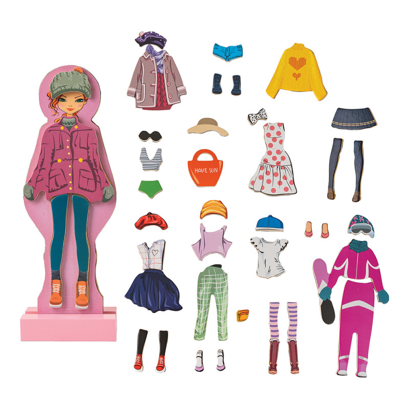 AS Magnet Box Fashion Girl Dress-Up 40 Educational Wooden Magnets For Ages 3+(1029-64053)