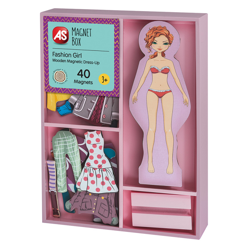 AS Magnet Box Fashion Girl Dress-Up 40 Educational Wooden Magnets For Ages 3+(1029-64053)