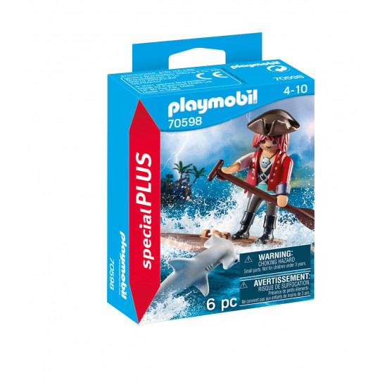 Playmobil Πειρατής με σχεδία και σφυροκέφαλος καρχαρίας(70598)