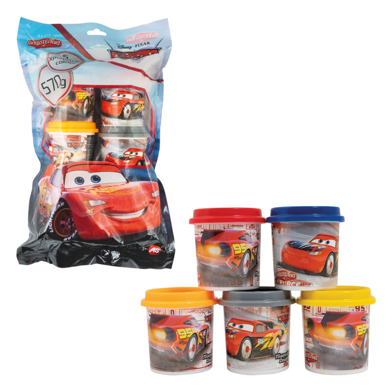 AS Πλαστελίνη Disney Cars Σακουλάκι Με 5 Βαζάκια Και Καπάκια Καλουπάκια 570gr Για 3+ Χρονών(1045-03567)