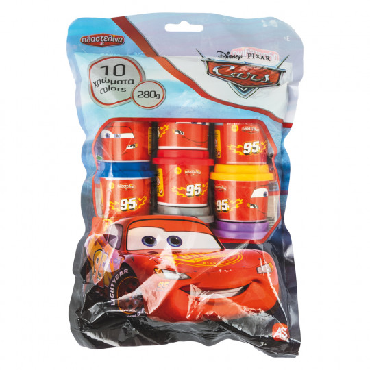 AS Πλαστελίνη Disney Cars Σακοιυλάκι Με 10 Βαζάκια Και Καπάκια Καλουπάκια 280gr Για 3+ Χρονών(1045-03559)