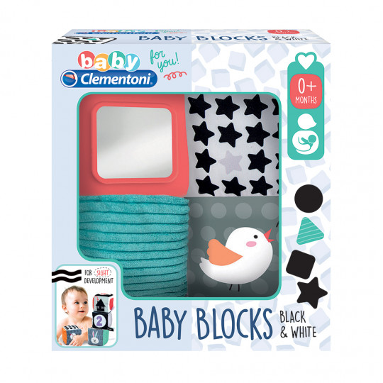 Baby Clementoni For Newborn Baby Soft Blocks Black &amp; White For 0+ Months(1000-17321)