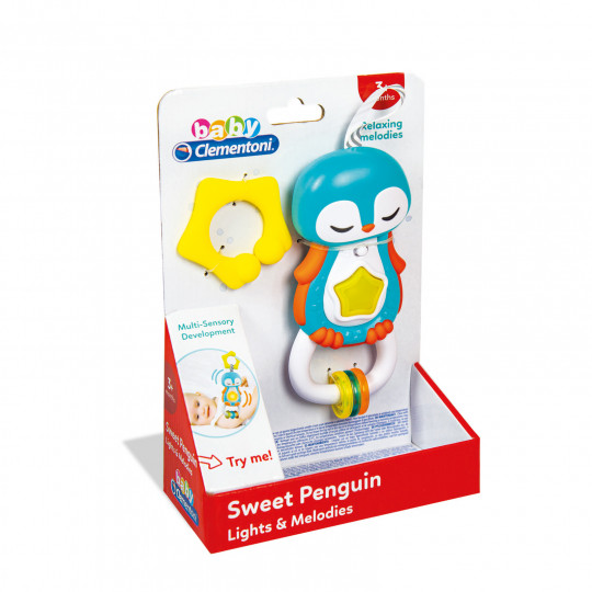 Baby Clementoni Baby Rattle Sweet Penguin Light And Melodies For 3+ Months(1000-17331)