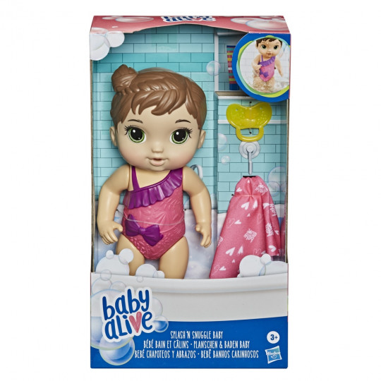 Baby Alive Splash &amp; Snuggle Brown Hair (E8716-E8722)