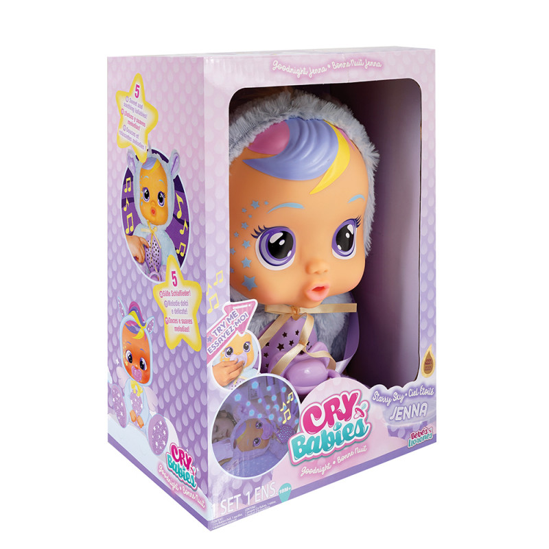 Cry Babies Goodnight Jenna Interactive Baby Doll-Starry Sky projector-Light up Tears And Lullabies (4104-84070)