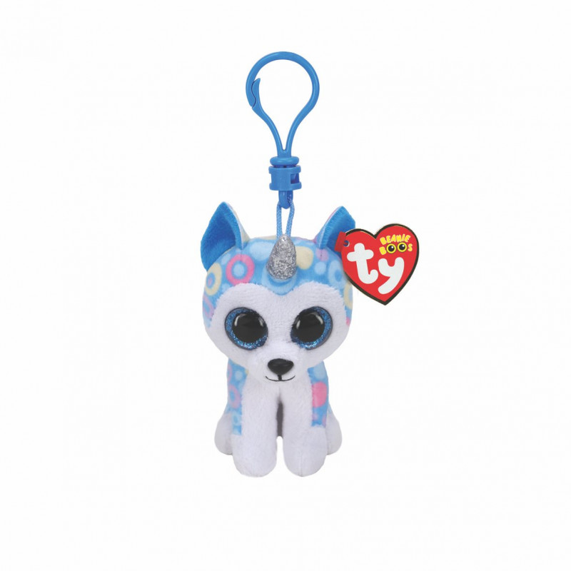 TY Beanie Boos Helena Plush Clip Unicorn Husky White And Blue 8.5cm(1607-35235)